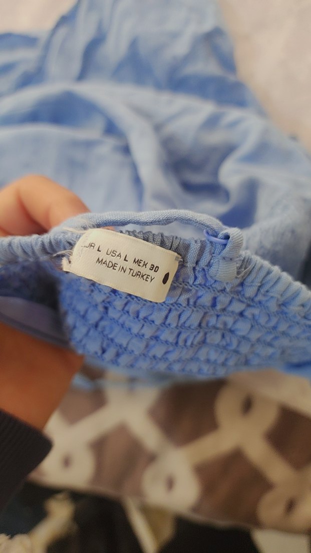 Mavi Kemerli Mini Straplez Denim Tulum - Görsel 3