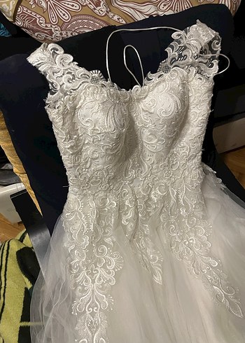 Modern Klasik Beyaz Straplez A-Line Gelinlik - Görsel 3