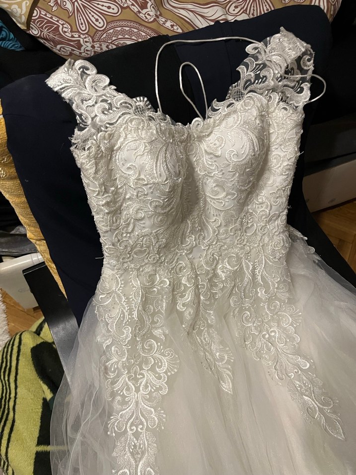 Modern Klasik Beyaz Straplez A-Line Gelinlik - Görsel 3