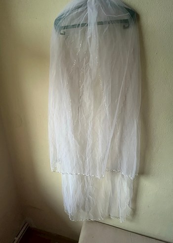 Bohem Beyaz Düz Tül duvak - Görsel 2