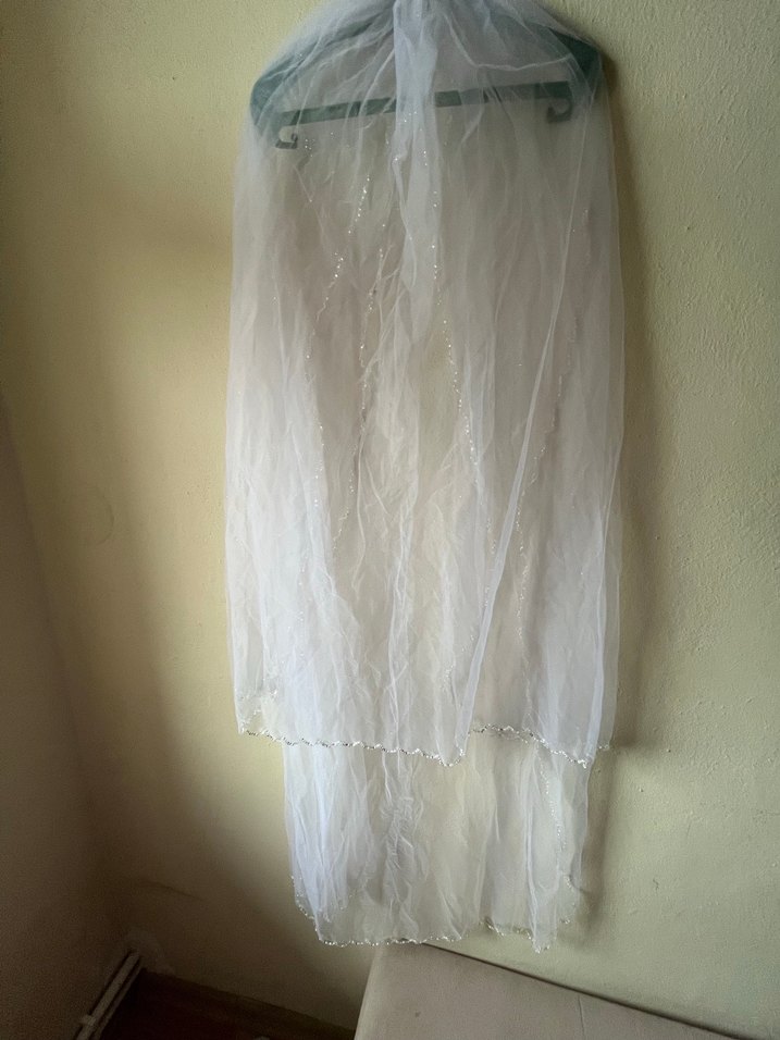 Bohem Beyaz Düz Tül duvak - Görsel 2