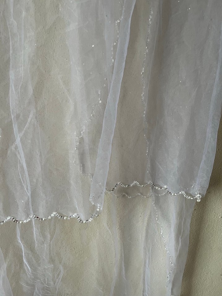 Bohem Beyaz Düz Tül duvak - Görsel 3