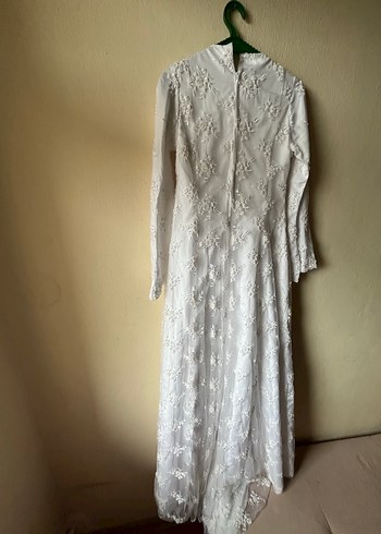 Uzun Kollu V Yaka Vintage Gelinlik - Görsel 3