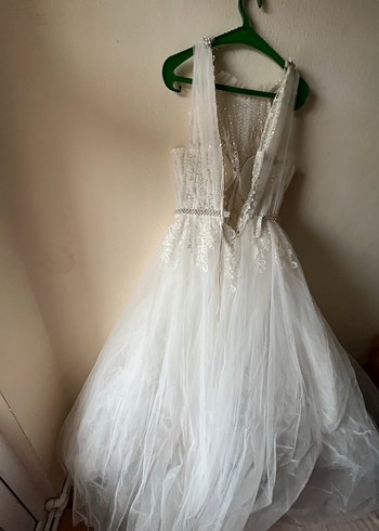 Beyaz Straplez A Kesim Gelinlik - Görsel 4