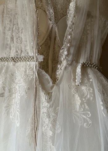 Beyaz Straplez A Kesim Gelinlik - Görsel 5