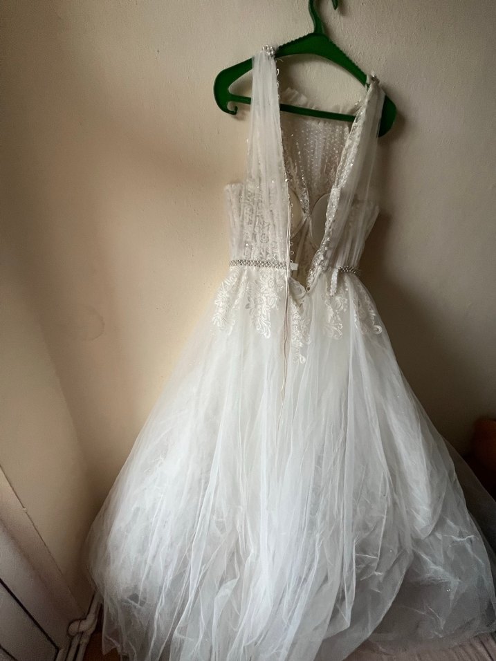 Beyaz Straplez A Kesim Gelinlik - Görsel 4