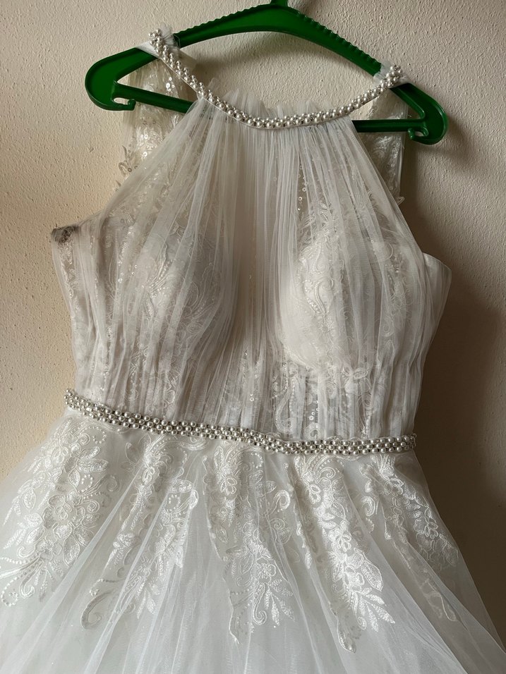 Beyaz Straplez A Kesim Gelinlik - Görsel 3