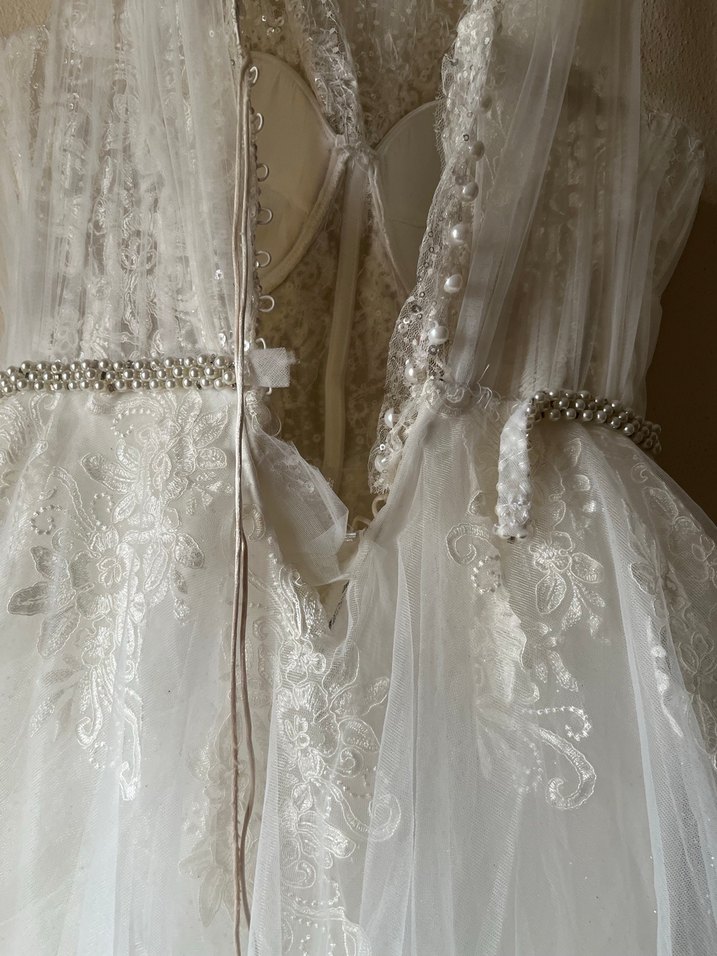 Beyaz Straplez A Kesim Gelinlik - Görsel 5