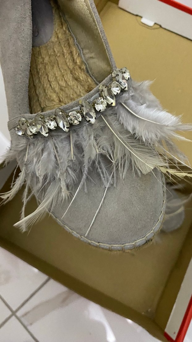 Gri Tüylü Bohem Kadın Espadril - Görsel 3