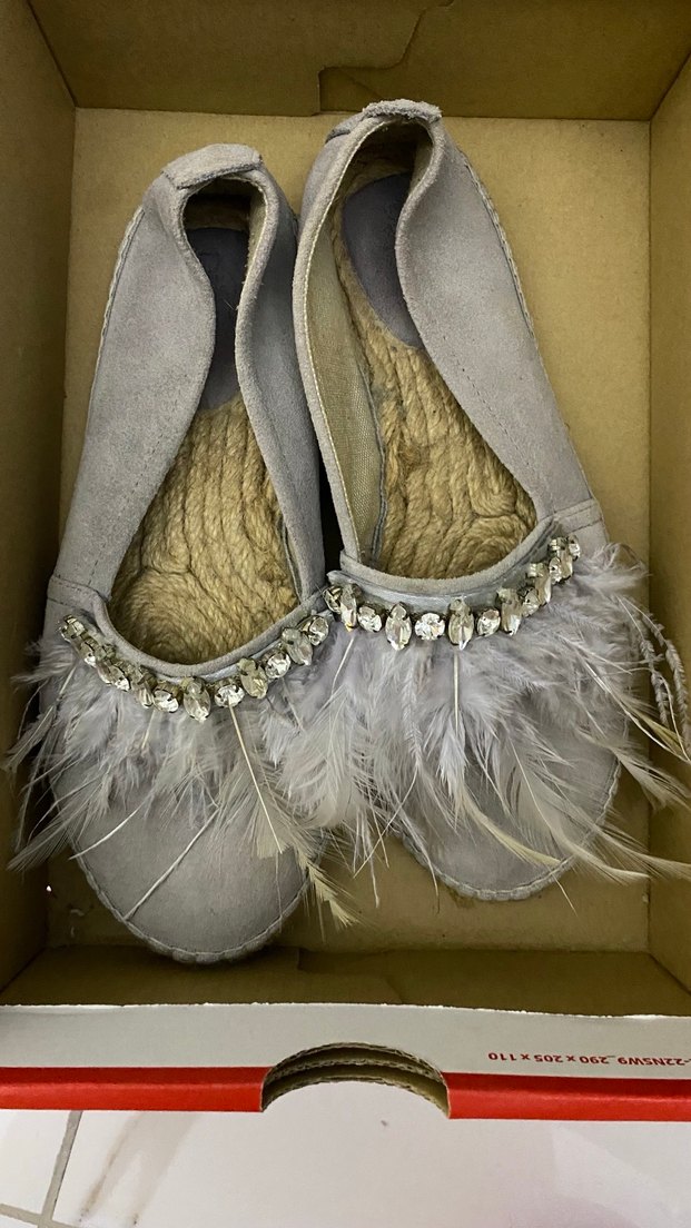 Gri Tüylü Bohem Kadın Espadril - Görsel 4