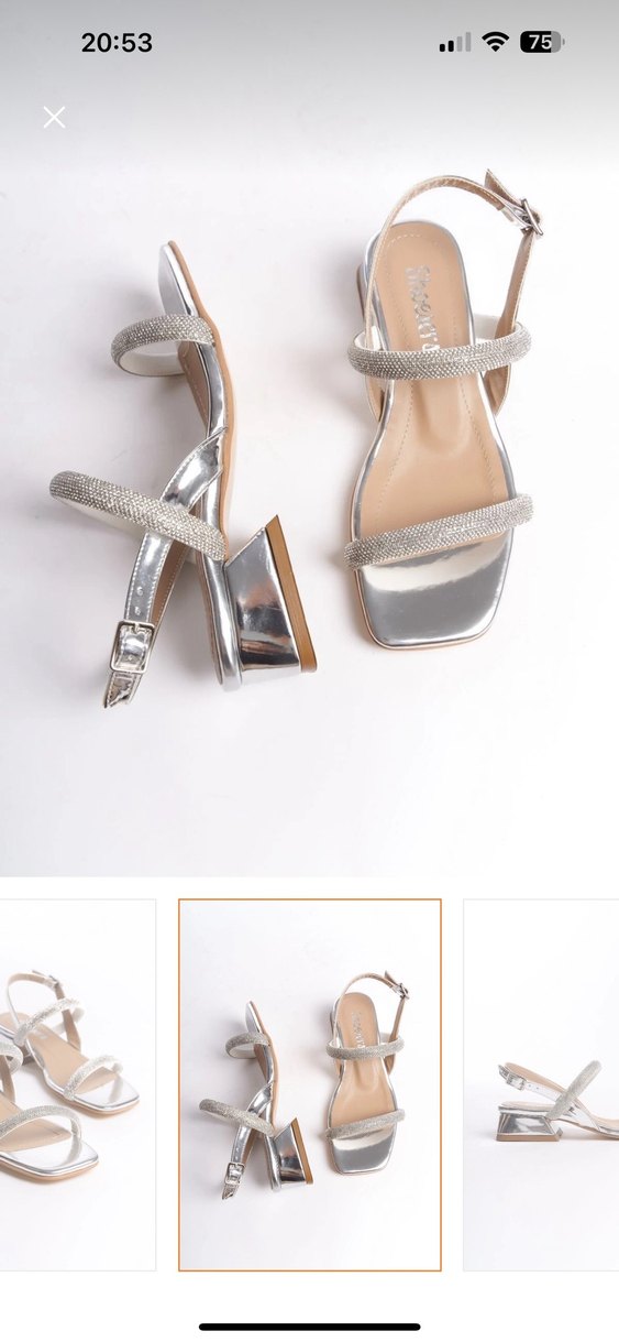 Beyaz Parlak Metal Topuklu Abiye Ayakkabı - Görsel 2