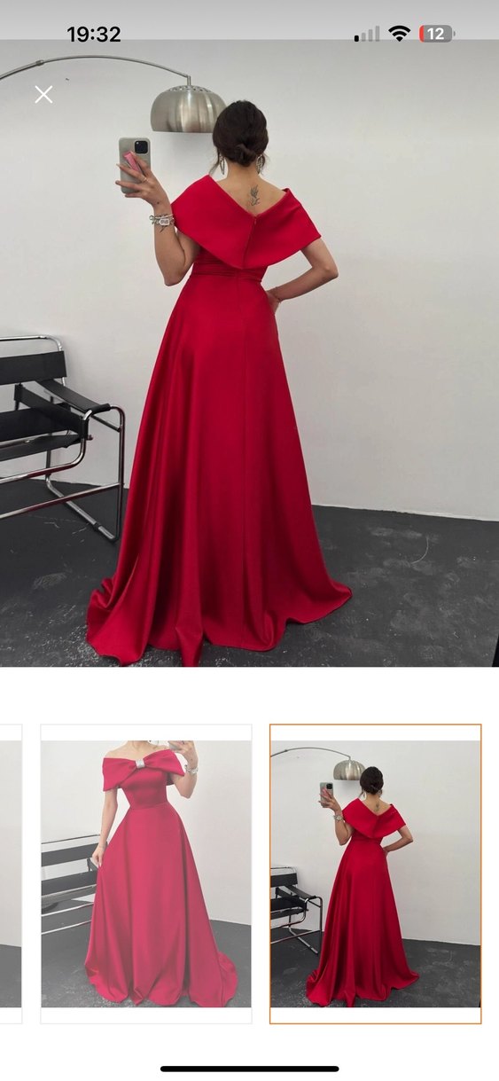 Bordo Drapeli Saten Uzun Abiye Elbise - Görsel 5