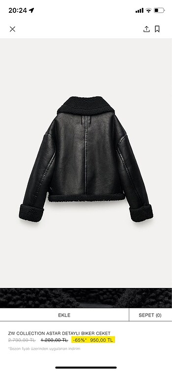 Zara Astar detaylı biker ceket