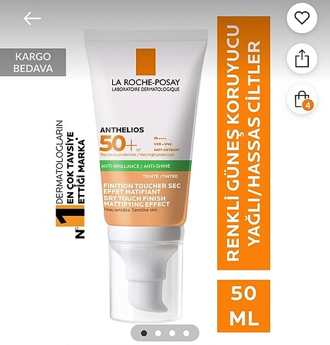 La Roche Posay Anthelios XL SPF 50 Renkli Güneş Jel Krem 50 ml