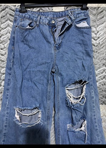 Mavi Jeans Tokalı, Yırtık Detaylı Gri Mavi Kadın Kot Pantolon