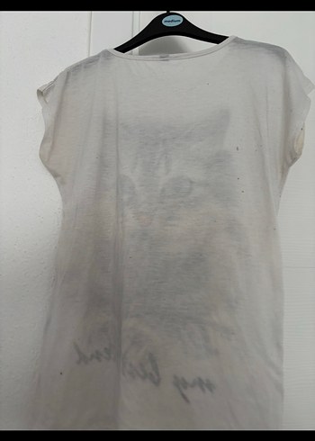 Gri Baskılı Kedi Desenli Tişört - Görsel 3