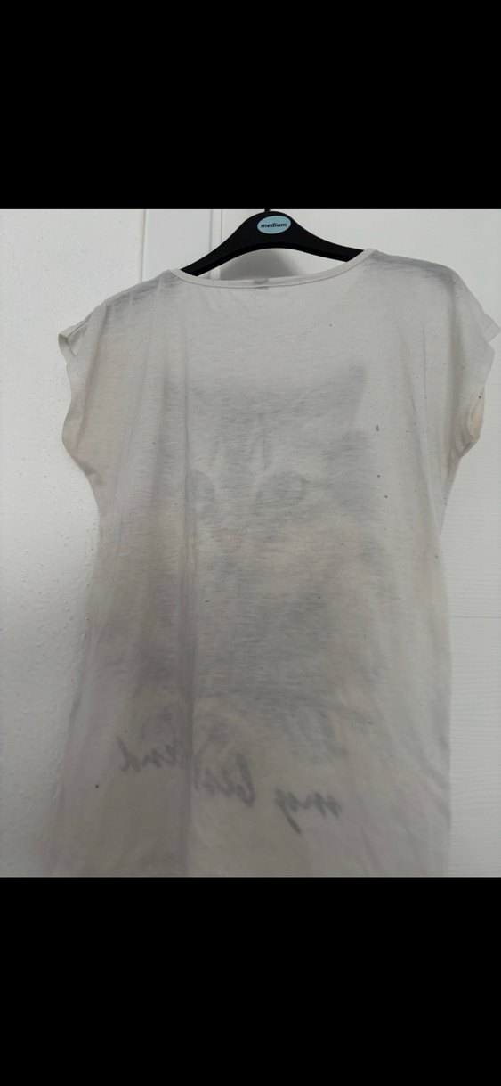 Gri Baskılı Kedi Desenli Tişört - Görsel 3