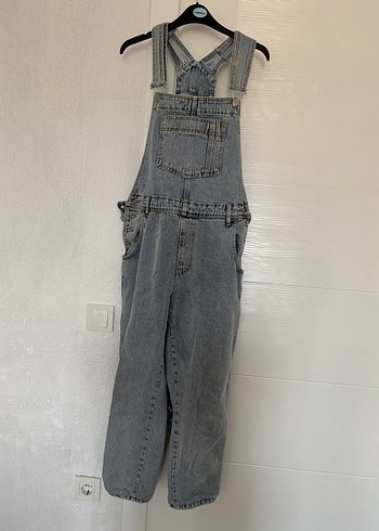 Gri Kadın Midi Boy Kot Tulum