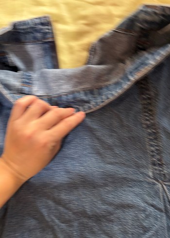 Diğer Mavi Parlak Denim Midi Etek