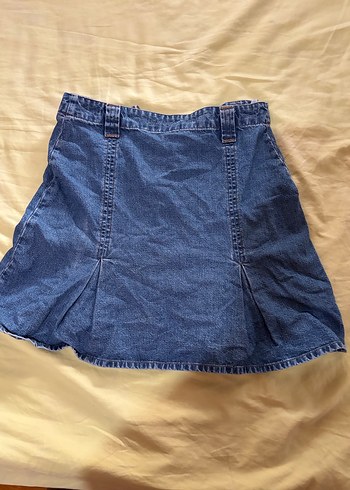 38 Beden mavi Renk Mavi Parlak Denim Midi Etek