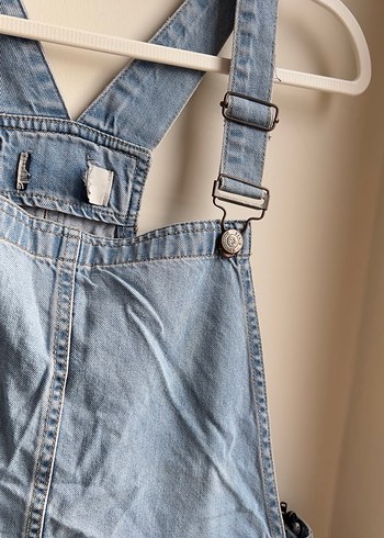 Kadın Kot Askılı Mini Salopet - Görsel 3