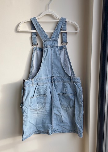 Kadın Kot Askılı Mini Salopet - Görsel 4