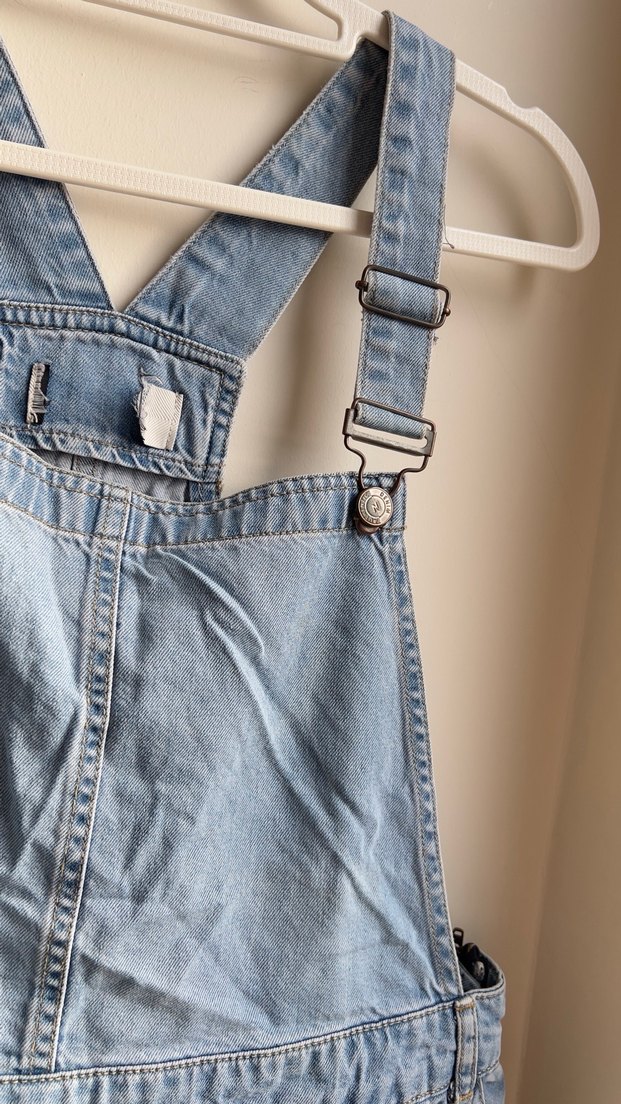 Kadın Kot Askılı Mini Salopet - Görsel 3