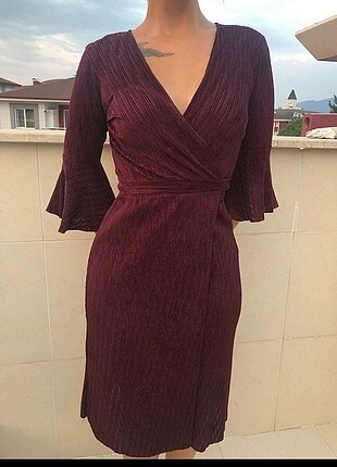 s Beden bordo Renk Elbise