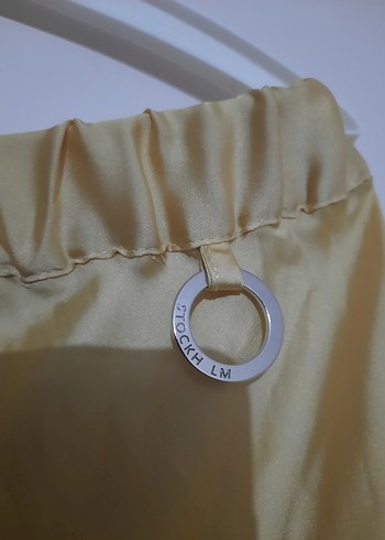 m Beden Kadın Butter yellow sarı saten etek