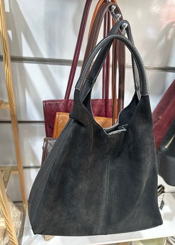 Zara Gerçek siyah Süet Kadın Çanta