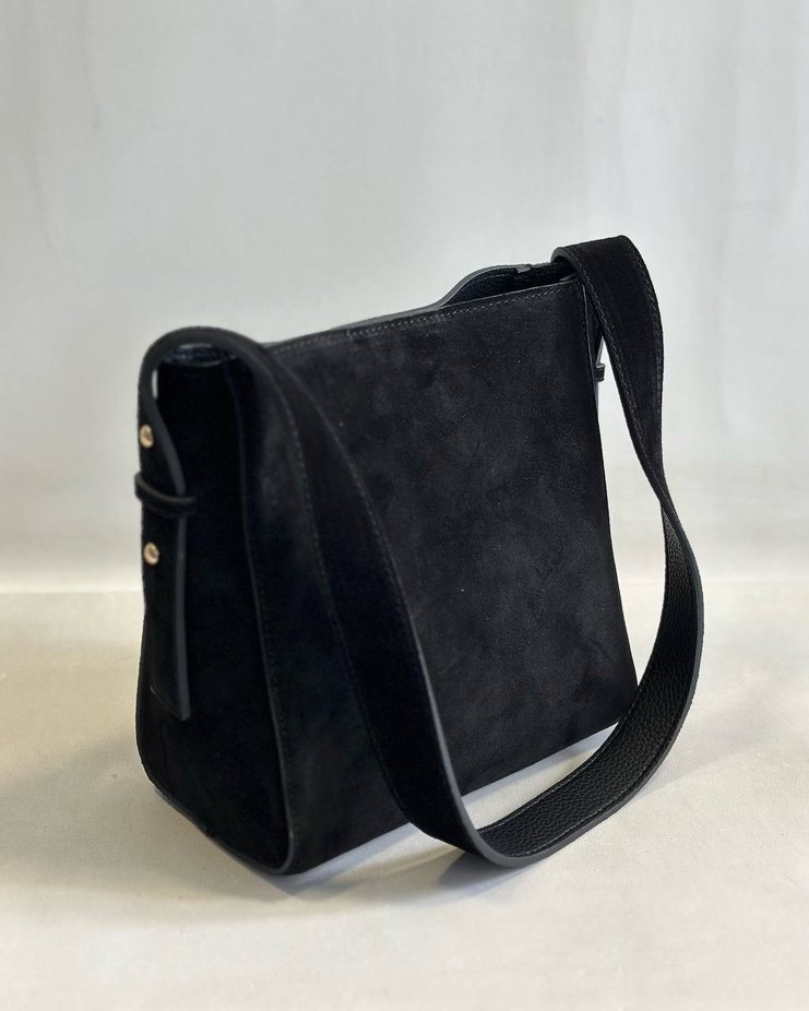 Siyah Süet Kadın Omuz Çantası - Görsel 3