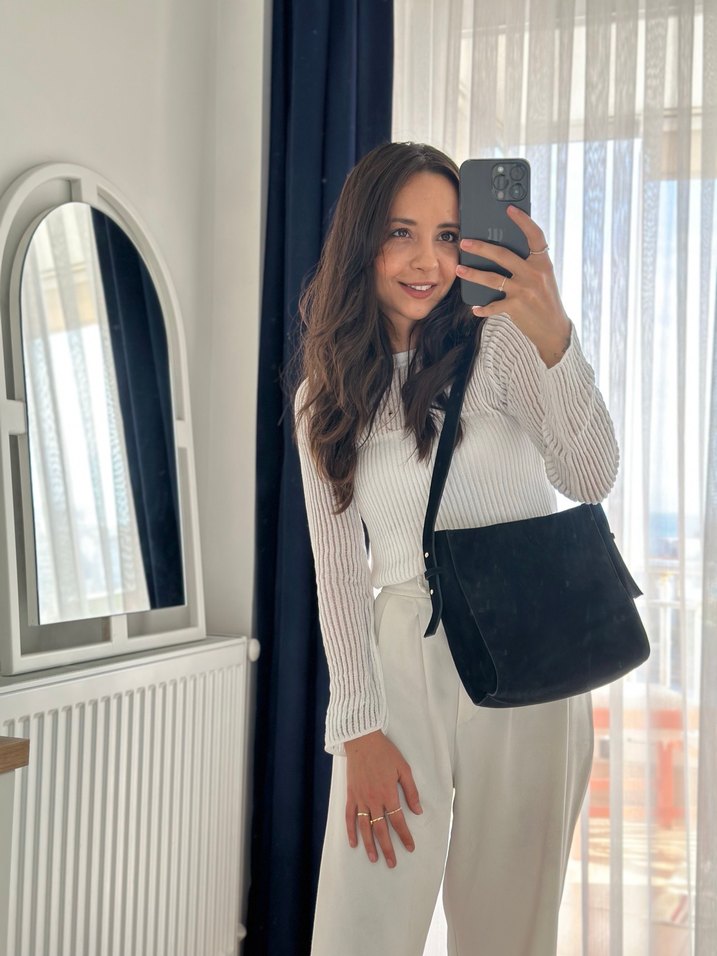 Siyah Süet Kadın Omuz Çantası - Görsel 5