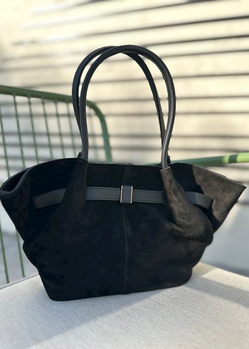 Siyah gerçek Süet Kemer Detaylı Kadın Çanta - Görsel 2