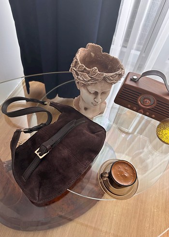 Kahverengi Süet Tokalı Kadın Omuz Çantası - Görsel 2