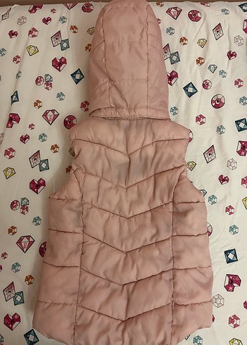Kız Çocuk Pembe Kapüşonlu Fermuarlı Yelek - Görsel 2