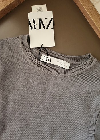 Gri Kadın İnce Örgü Kısa Kazak zara marka - Görsel 7
