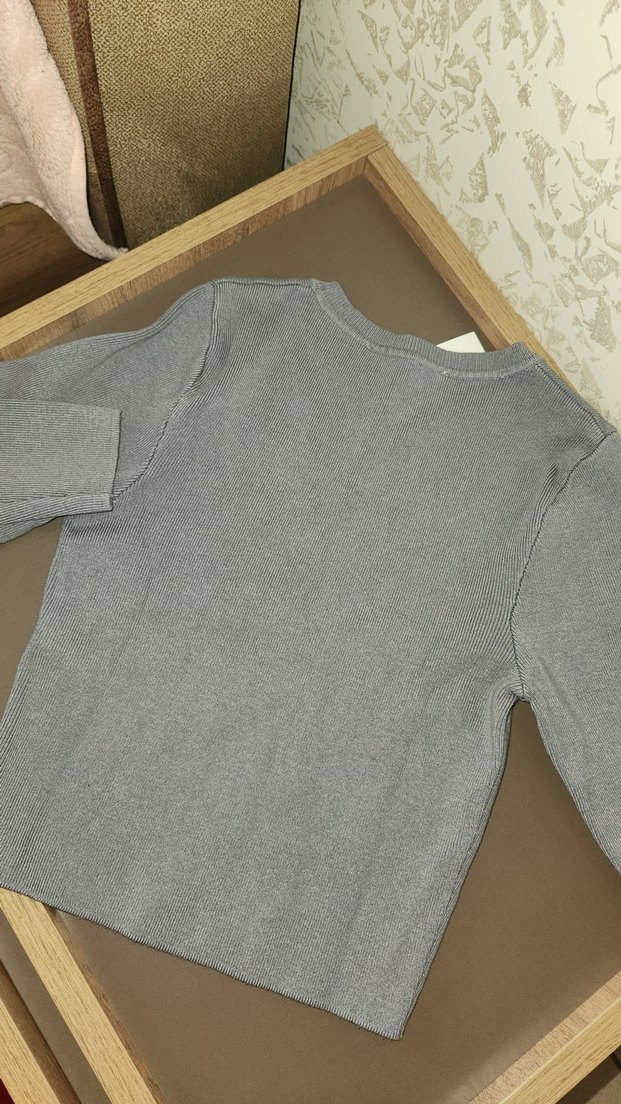 Gri Kadın İnce Örgü Kısa Kazak zara marka - Görsel 5