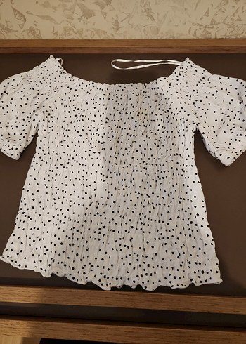 Puantiyeli Beyaz bluz - Görsel 4