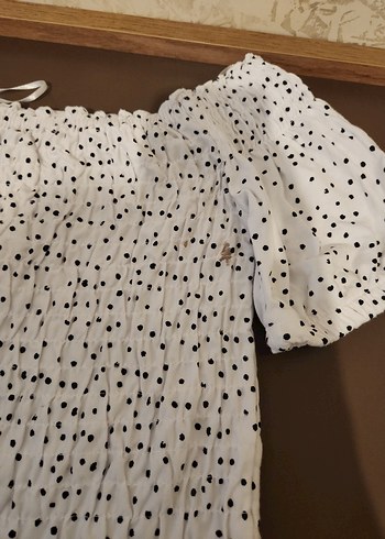 Puantiyeli Beyaz bluz - Görsel 5