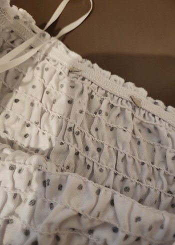 Puantiyeli Beyaz bluz - Görsel 3