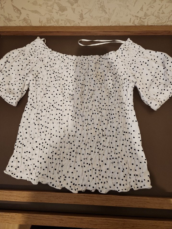 Puantiyeli Beyaz bluz - Görsel 4