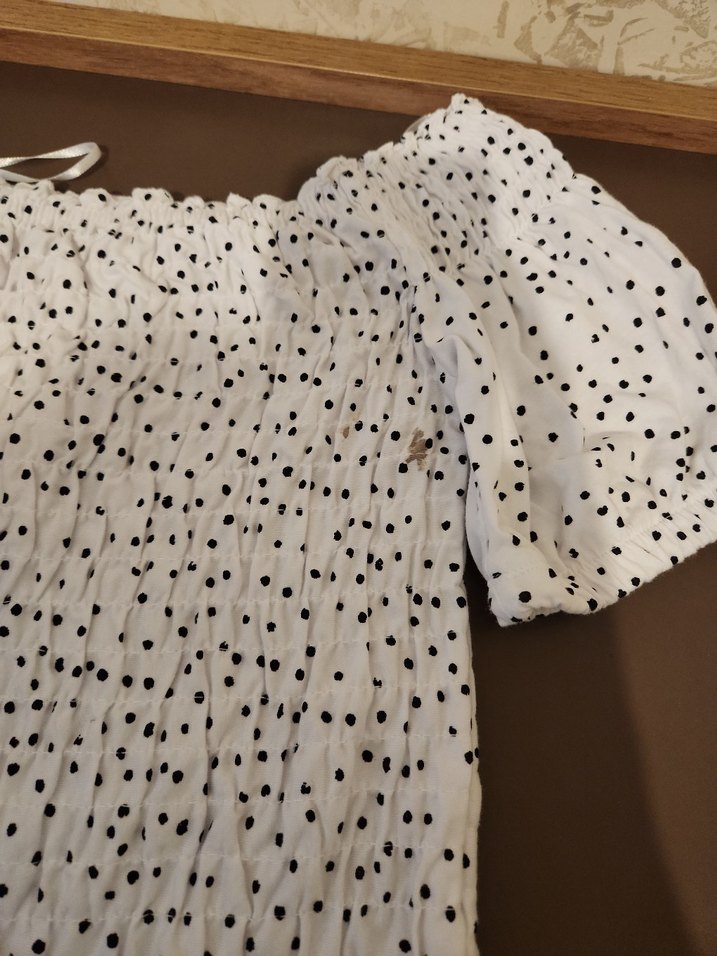 Puantiyeli Beyaz bluz - Görsel 5