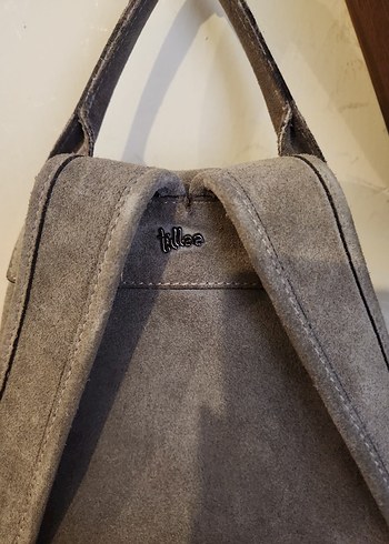 Gri Süet Kadın Sırt Çantası - Görsel 5