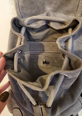 Gri Süet Kadın Sırt Çantası - Görsel 6