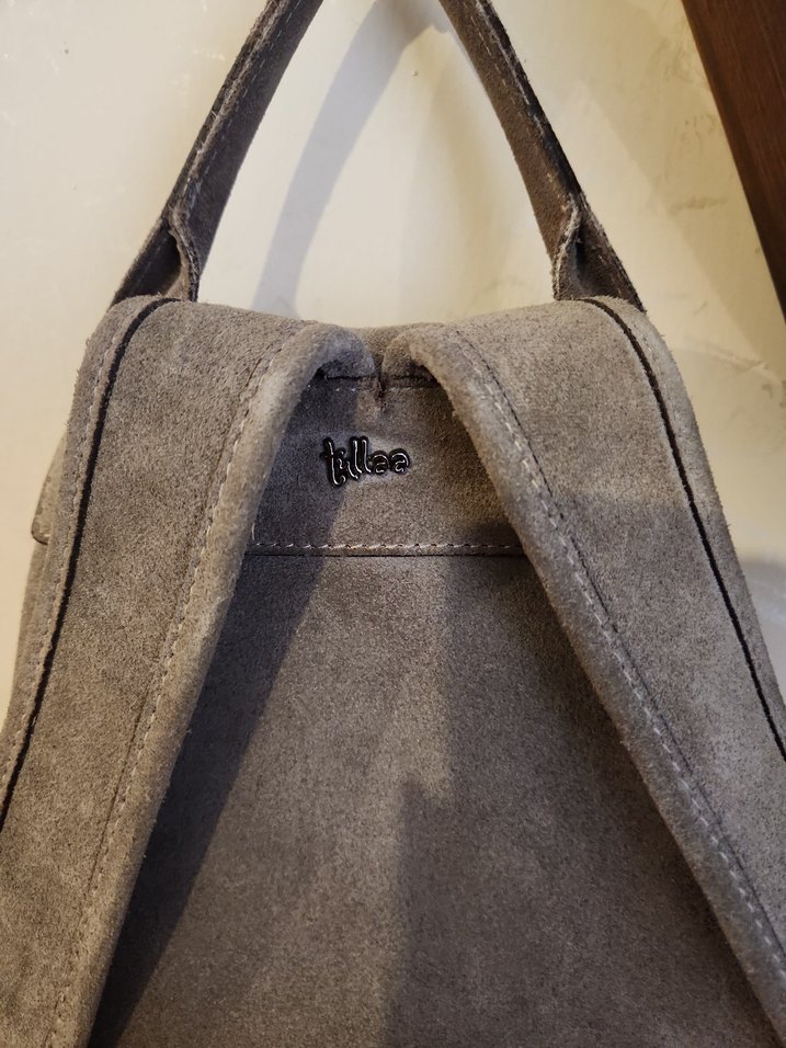 Gri Süet Kadın Sırt Çantası - Görsel 5