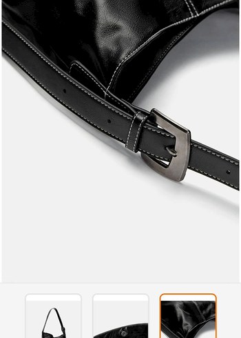 Siyah Deri Tokalı Kadın Çanta pull bear - Görsel 7