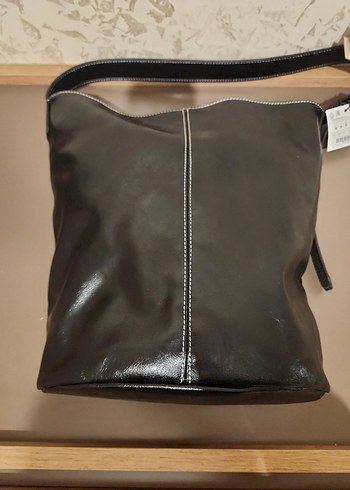 Siyah Deri Tokalı Kadın Çanta pull bear - Görsel 2