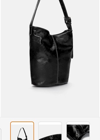 Siyah Deri Tokalı Kadın Çanta pull bear - Görsel 8