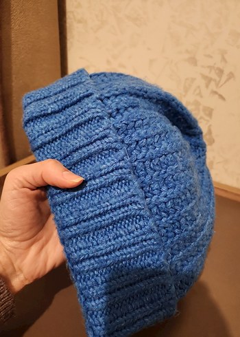 Mavi Kadın Örgü Bere - Görsel 7