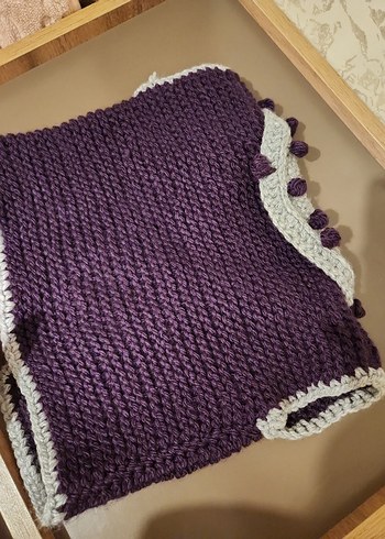 Mor Bohem Tarz Örgü Kolsuz Kız Yeleği - Görsel 7